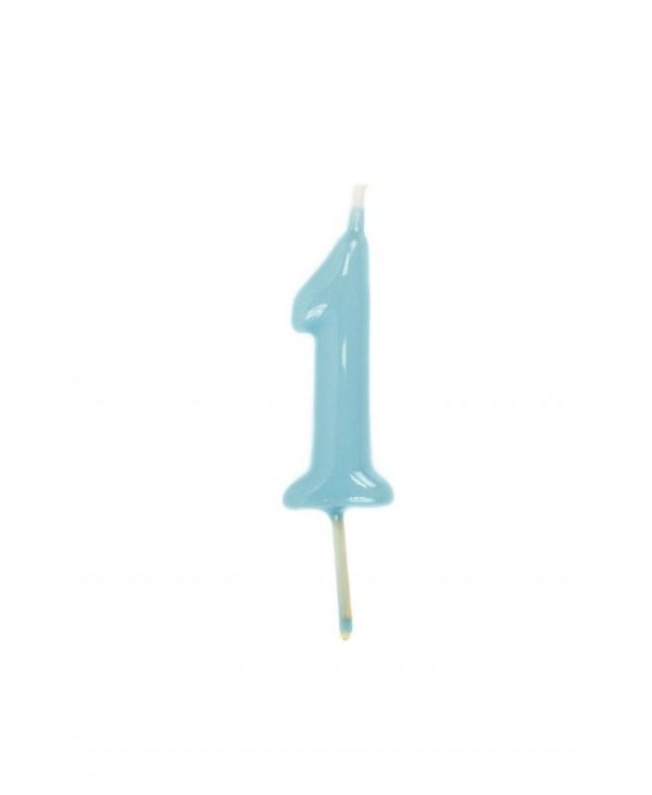 Vela nº1 Artesanal Azul Pastel