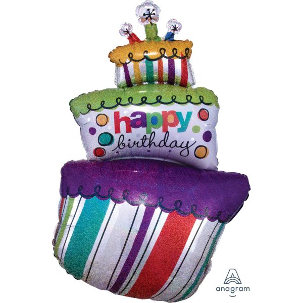 Balão Supershape "Happy Birthday" Bolo