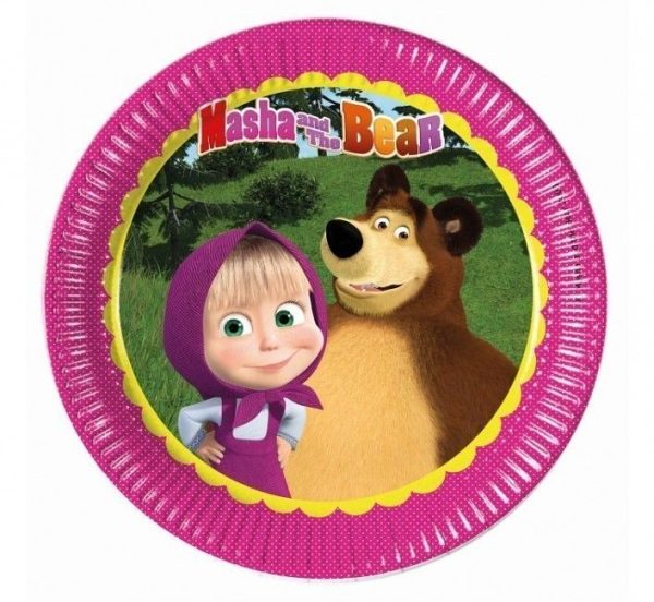 8 Pratos 23cm Masha e o Urso