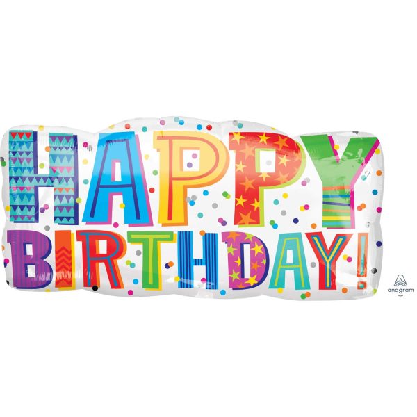 Balão Supershape "Happy Birthday!" Confettis