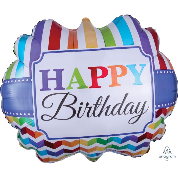 Balão Supershape "Happy Birthday!" Riscas