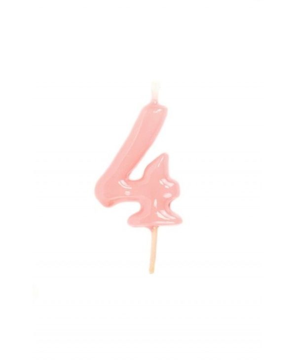 Vela nº4 Artesanal Rosa Pastel