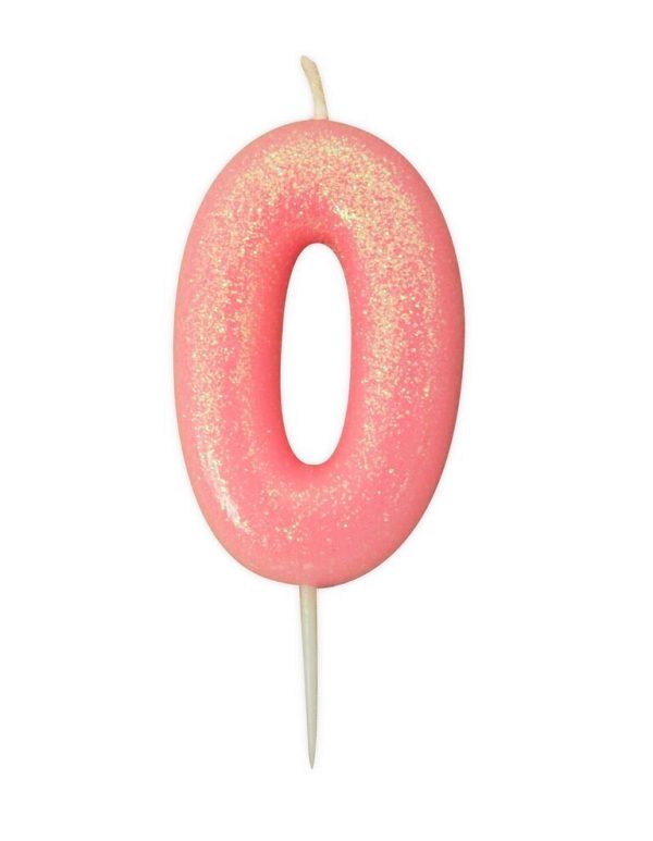 Vela nº0 Rosa com Glitter