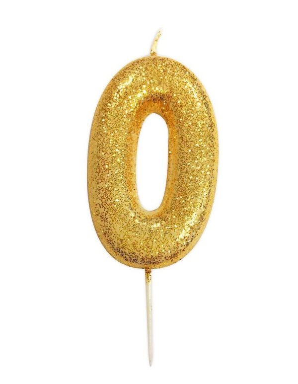 Vela nº0 Dourada com Glitter
