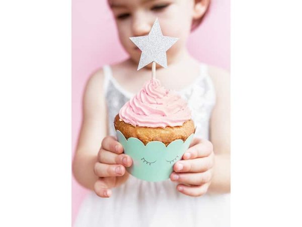 6 Cake Toppers - Estrelas Prateadas - Image 2