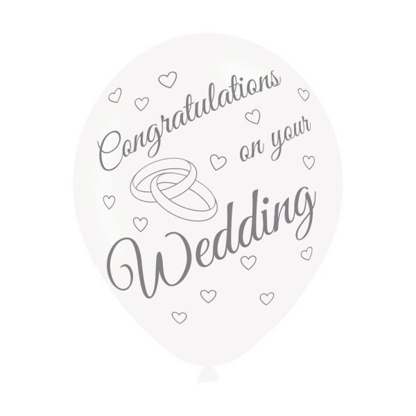 6 Balões Latex Casamento "Congrat's on your Wedding"